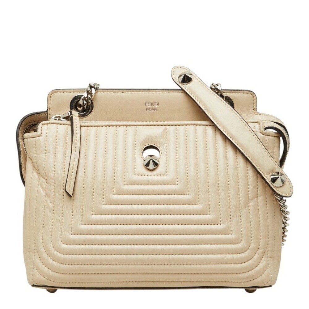FENDI White Leather Shoulder Bag